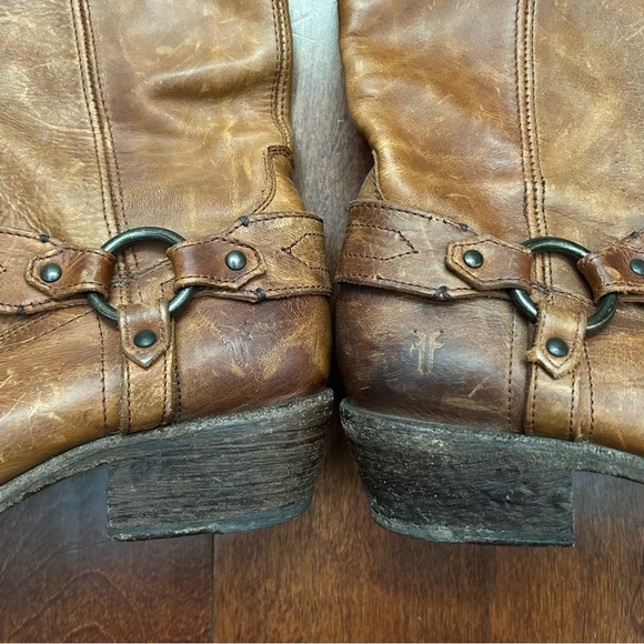 Frye Women’s Brown Leather Boots with Classic Western Harness Details, Size 10 - Picture 8 of 15
